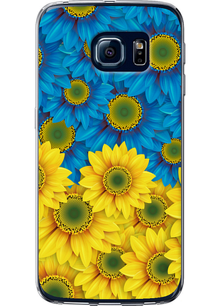 Чехол на samsung galaxy s6 edge g925f желто-голубые цветы "1048u-83-851"