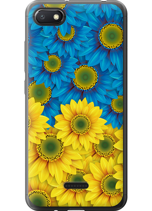 Чехол на xiaomi redmi 6a желто-голубые цветы "1048u-1531-851"