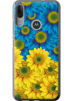 Чохол на motorola moto e6 plus жовто-блакитні квіти "1048u-1780-851"