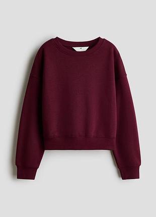 Тепла кофта h&m на флісі | бордовий світшот для підлітка