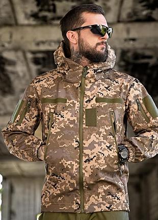 Тактична чоловіча куртка піксель softshell весняна військова з липучками армійська легка для військовослужбовців софтшелл