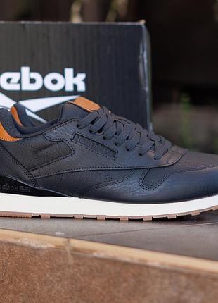 Чоловічі кросівки reebok classic super leather nd сині класичні з натуральної замші осінні міські на кожен день рибок класік