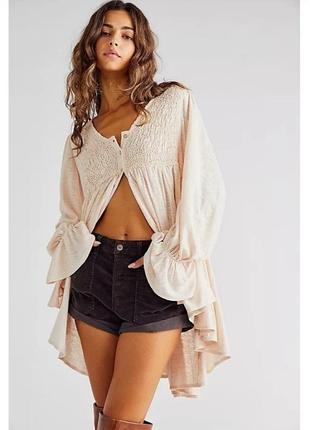 Нежная блуза туника free people don’t call me baby thermal tunic оверсайз, размер м