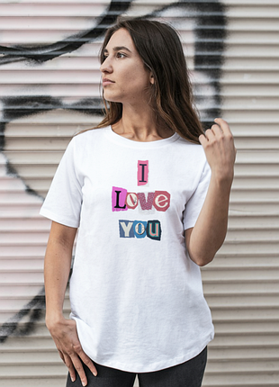 Футболка женская с принтом "i love you" белая s