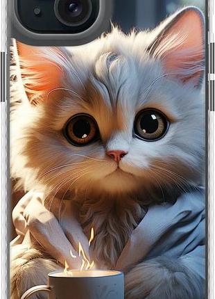 Чохол на iphone 15 plus білий кіт "5646pm-3097-851"