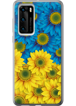 Чехол на huawei p40 желто-голубые цветы "1048u-1840-851"