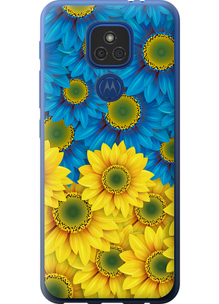 Чохол на motorola e7 plus жовто-блакитні квіти "1048u-2107-851"