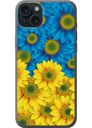 Чехол на iphone 15 plus желто-голубые цветы "1048u-3097-851"