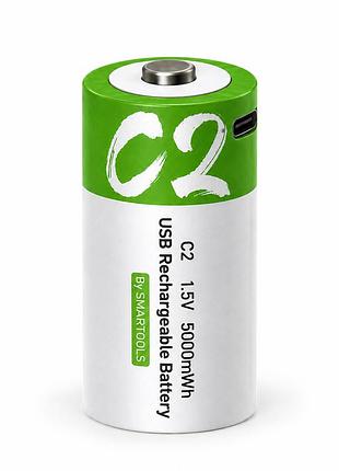 Аккумулятор типоразмера с smartoools c2, 1.5v, 5000mwh, usb type-c (1 шт)