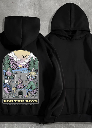 Худі чоловічий на флісі з принтом sunset goons for the boys для хлопців , чорний