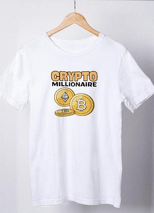Футболка жіноча із принтом "crypto millionaire" біла