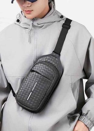 Сумка 32*16*7см сірий через плече чоловіча арт.8008-2 тм китай