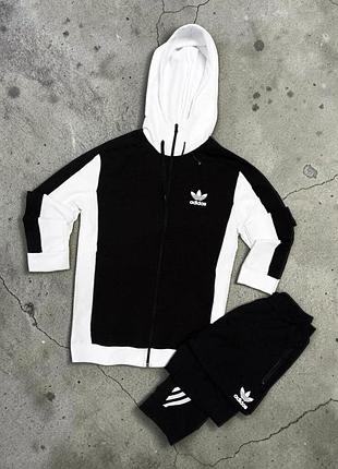 Мужской спортивный костюм adidas черный с белым