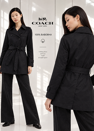 Coach new york бавовняний двобортний тренч