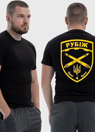 Мужская тактическая футболка с принтом рубиж герб, черный m