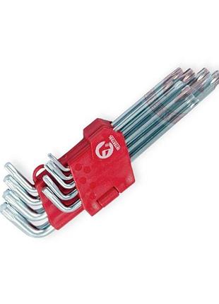 Набор ключей шестилучевых г-образ. torx т10-т50, 9 шт средние intertool