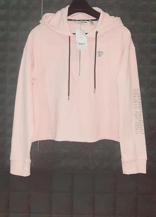 Брендовый женский укороченный худи розового цвета от dkny sport.