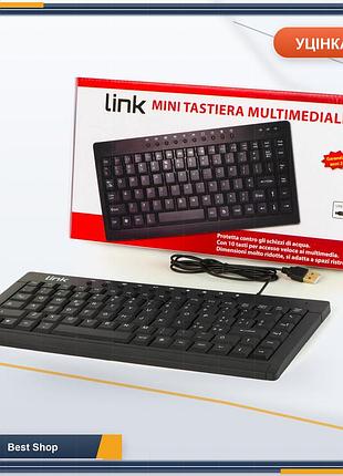 Міні-клавіатура link чорна, розкладка qwerty, інтерфейс usb, з мультимедійними клавішами, компактна для пк
