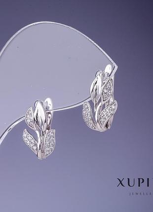 Сережки xuping листочки 14х10мм родій 14х10мм