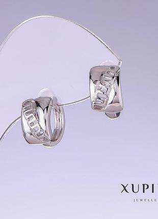 Серьги xuping l-14мм s-8мм родий