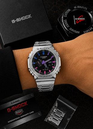 Чоловічий наручний годинник casio g-shock gm-b2100 silver