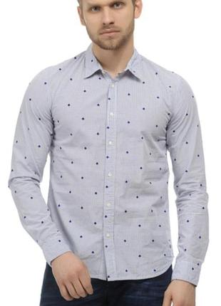 Гарна чоловіча бавовняна сорочка в карту з картковим принтом scotch&amp;soda your friends