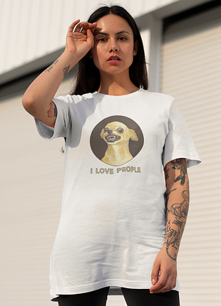 Футболка жіноча із принтом "i love people" біла