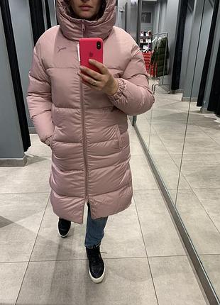 Пуховик puma longline down jacket women pink. xs-s