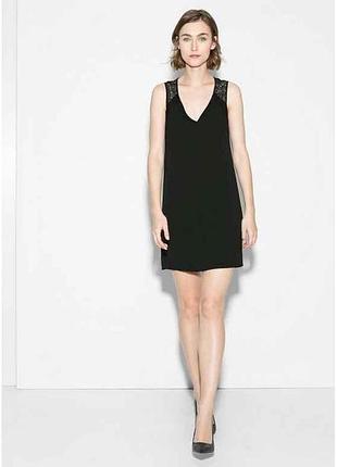 Сукня з шифоновою кокеткою жіноча р.m (укр.44-46) чорна 34009009 тм mango