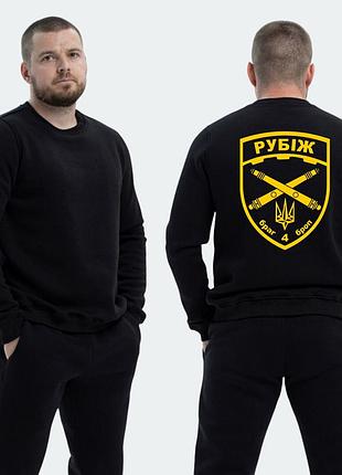 Мужской свитшот на флисе с принтом рубиж герб, черный xxl