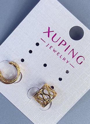 Каф двойной xuping с узором 10х8 мм+- позолота 18к
