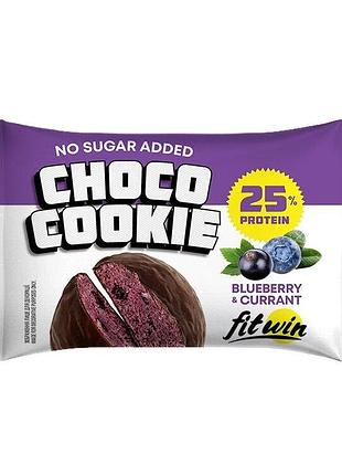 Протеиновое печенье fitwin protein cookie 25% glazed, 40 грамм - черника-смородина