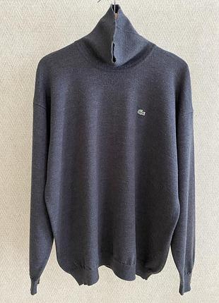 Винтажный шерстяной гольф lacoste оверсайз / свитер с высоким горлом 100% шерсть, xl/xl