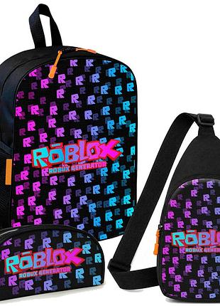 Набір roblox 3 в 1: дитячий рюкзак + сумка-слінг + пенал, для хлопчика та дівчинки 7–9 років (6032)