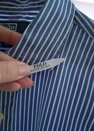 Класична сорочка polo ralph lauren, синя в білу смужку, custom fit, m