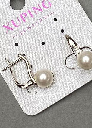 Сережки xuping родій з перлинами 19,8 мм ±