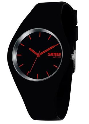 Детские наручные часы skmei rubber black кварцевые, спортивные.