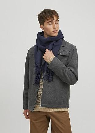 Теплий чоловічий шарф із бахромою jack & jones jacsolid woven scarf