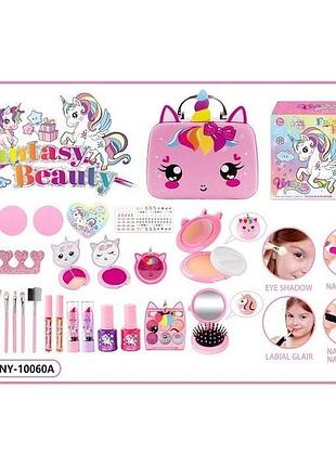 Подарунковий великий набір дитячої косметики в стильному кейсі fantasy beauty 25в1, рожевий