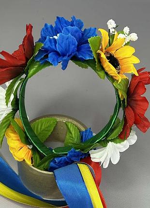 Веночек детский на обруче с лентами - маки