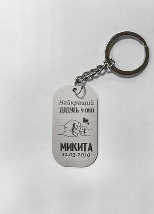 Брелок «grandpa» из нержавеющей стали с лазерной гравировкой в подарочной упаковке