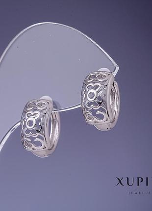 Серьги xuping 15х8мм родий
