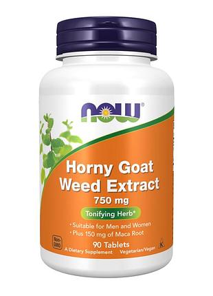 Екстракт епімедіуму 750 мг, now foods, 90 таб