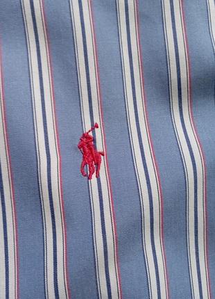 Фірмова сорочка polo ralph lauren, синя в різнокольорову смужку, custom fit, m