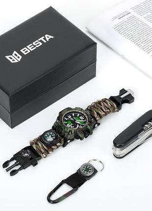 Мужские наручные часы besta box military set кварцевые, с компасом.