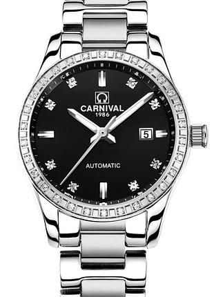 Жіночий наручний годинник carnival luiza black механічний, сапфірове скло.