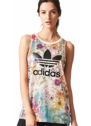 Нова сток оригінал фірмова яскрава майка adidas originals x farm rio jardim trefoil tank top.л