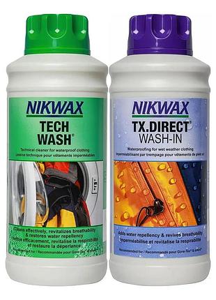 Набор nikwax twin pack - tech wash 1л + tx direct 1л