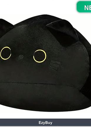 Плюшевая подушка joccik daune в виде головы черного кота для комфортного сна, отдыха и декора интерьера дома