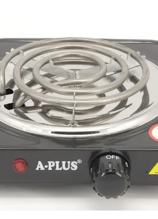 Электроплита спиральная на одну конфорку a-plus hp-2101-bl 1000 вт серая
